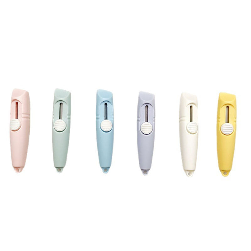 Morandi Color Mini Student Safe Utility Knife Elastic Self-Locking Small Box Cutter Portable Diy Handmade Paper Cutting Knife