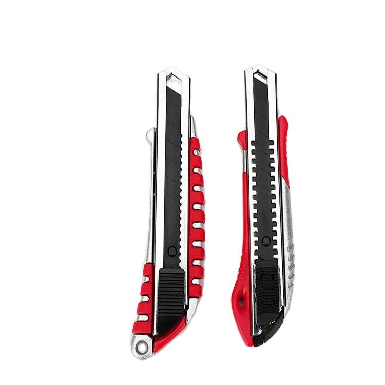 Retractable Box Cutter Utility Knife - EASY SELF LOADING Zinc Extra 4 Sharp Rust Proof Razor Snap Off Blades Set